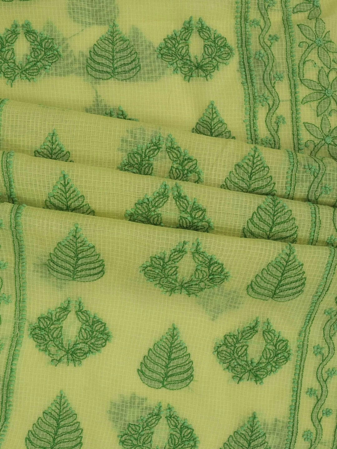 Ada Hand Embroidered Lemon Kota Lucknowi Chikankari Unstitched Kurta Piece 01A223500
