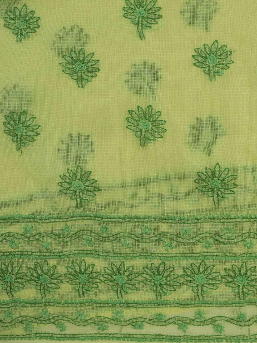 Ada Hand Embroidered Lemon Kota Lucknowi Chikankari Unstitched Kurta Piece 01A223500