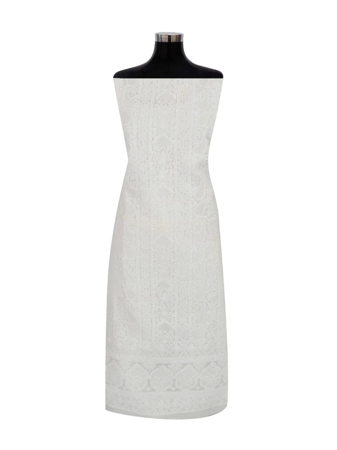 Ada Hand Embroidered Cream Cotton Lucknowi Chikankari Unstitched Kurta Piece 01A261762