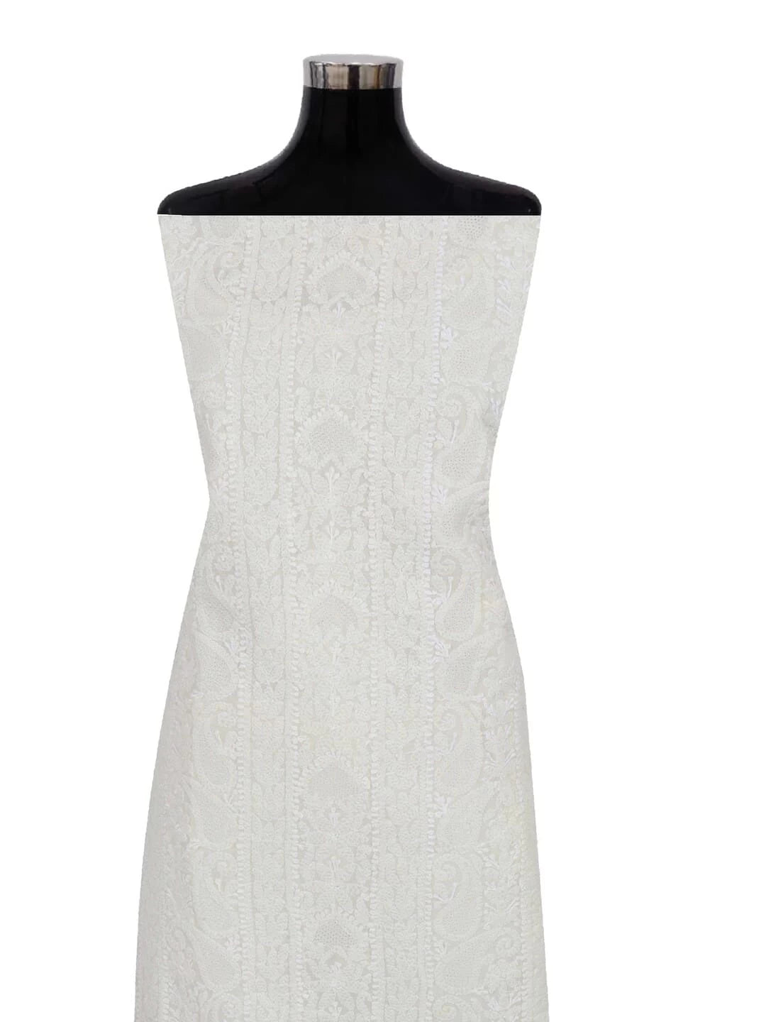 Ada Hand Embroidered Cream Cotton Lucknowi Chikankari Unstitched Kurta Piece 01A261762