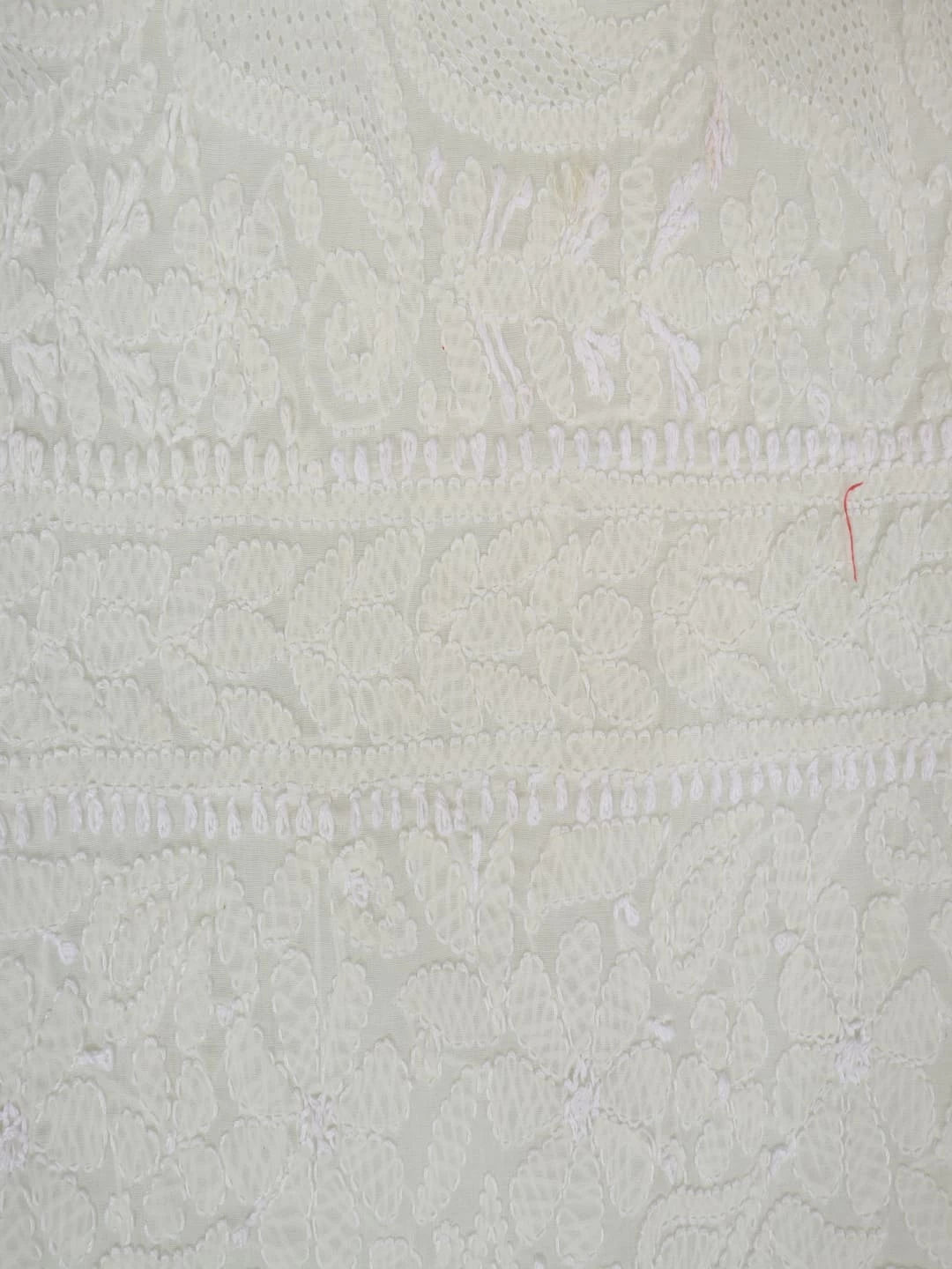 Ada Hand Embroidered Cream Cotton Lucknowi Chikankari Unstitched Kurta Piece 01A261762