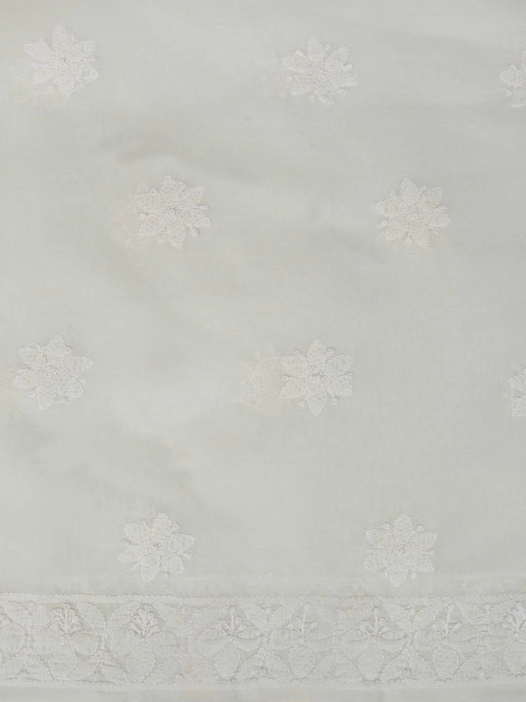 Ada Hand Embroidered Cream Cotton Lucknowi Chikankari Unstitched Kurta Piece 01A261762