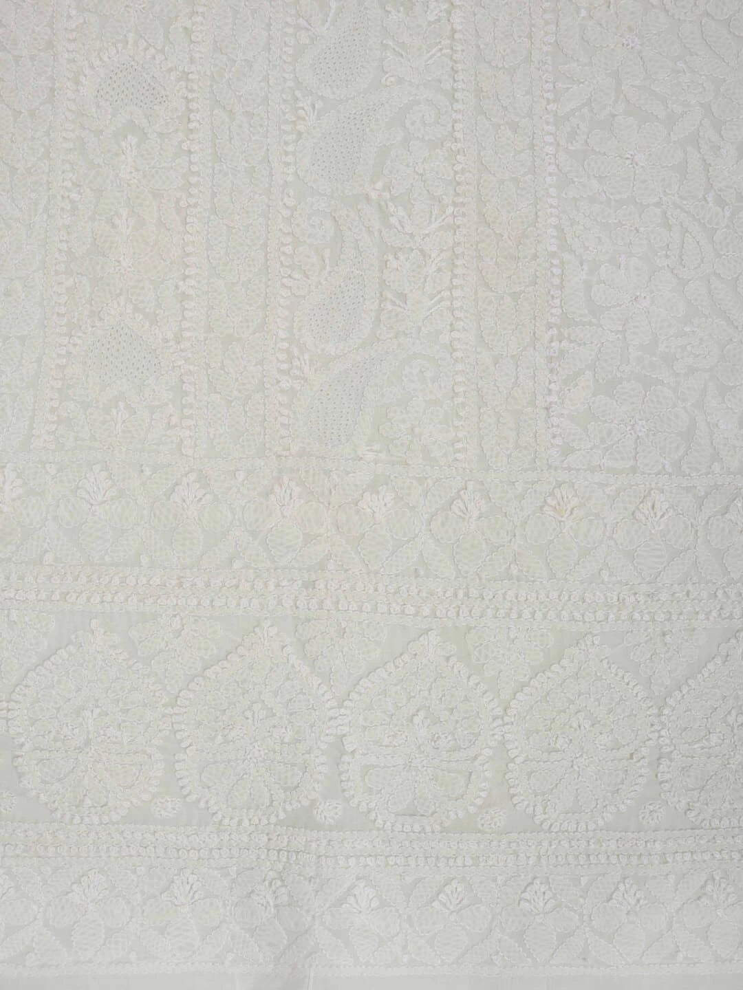 Ada Hand Embroidered Cream Cotton Lucknowi Chikankari Unstitched Kurta Piece 01A261762