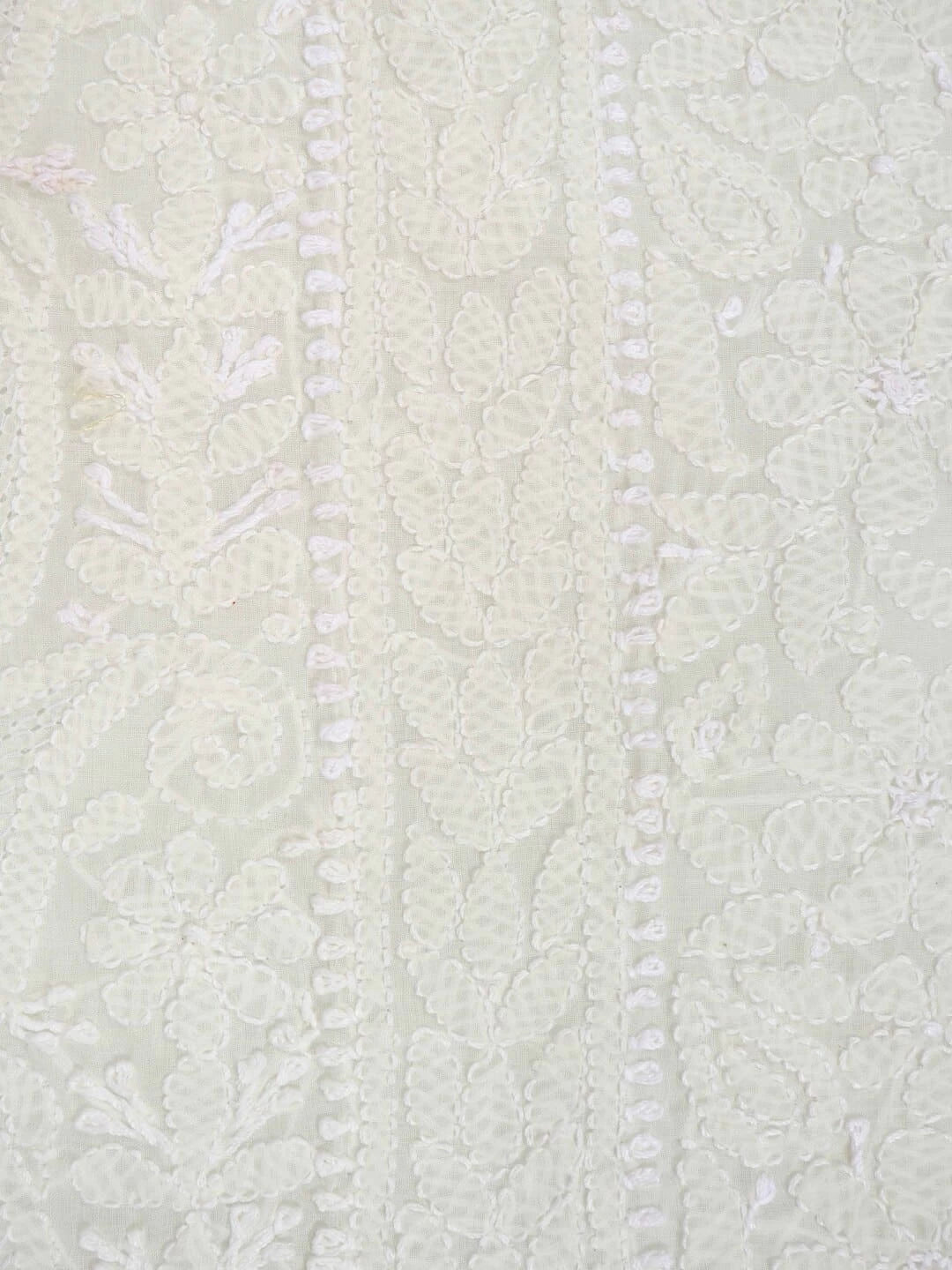 Ada Hand Embroidered Cream Cotton Lucknowi Chikankari Unstitched Kurta Piece 01A261762