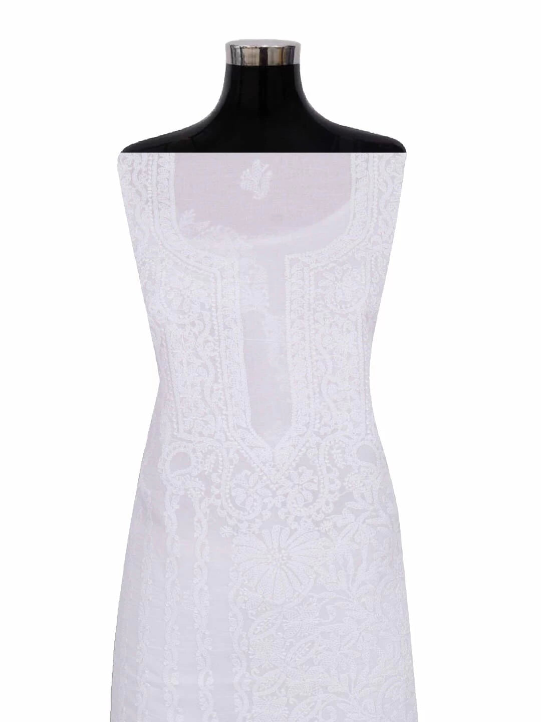 Ada Hand Embroidered White Cotton Lucknowi Chikankari Unstitched Kurta Piece 01A164293