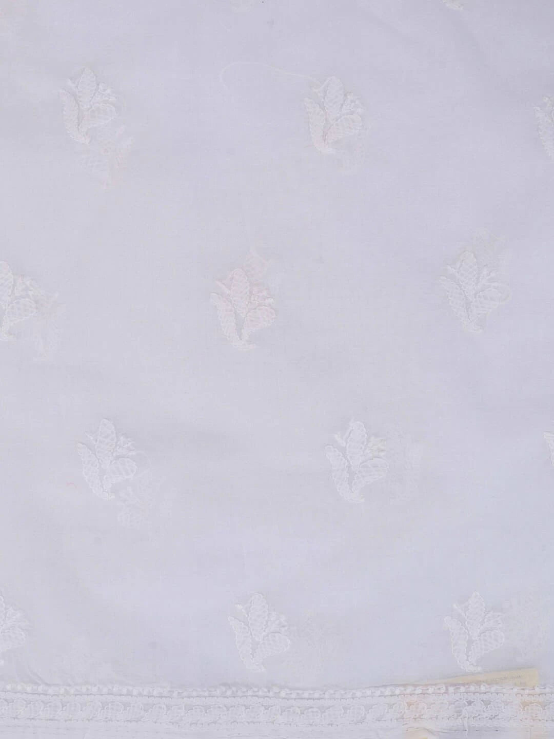 Ada Hand Embroidered White Cotton Lucknowi Chikankari Unstitched Kurta Piece 01A164293