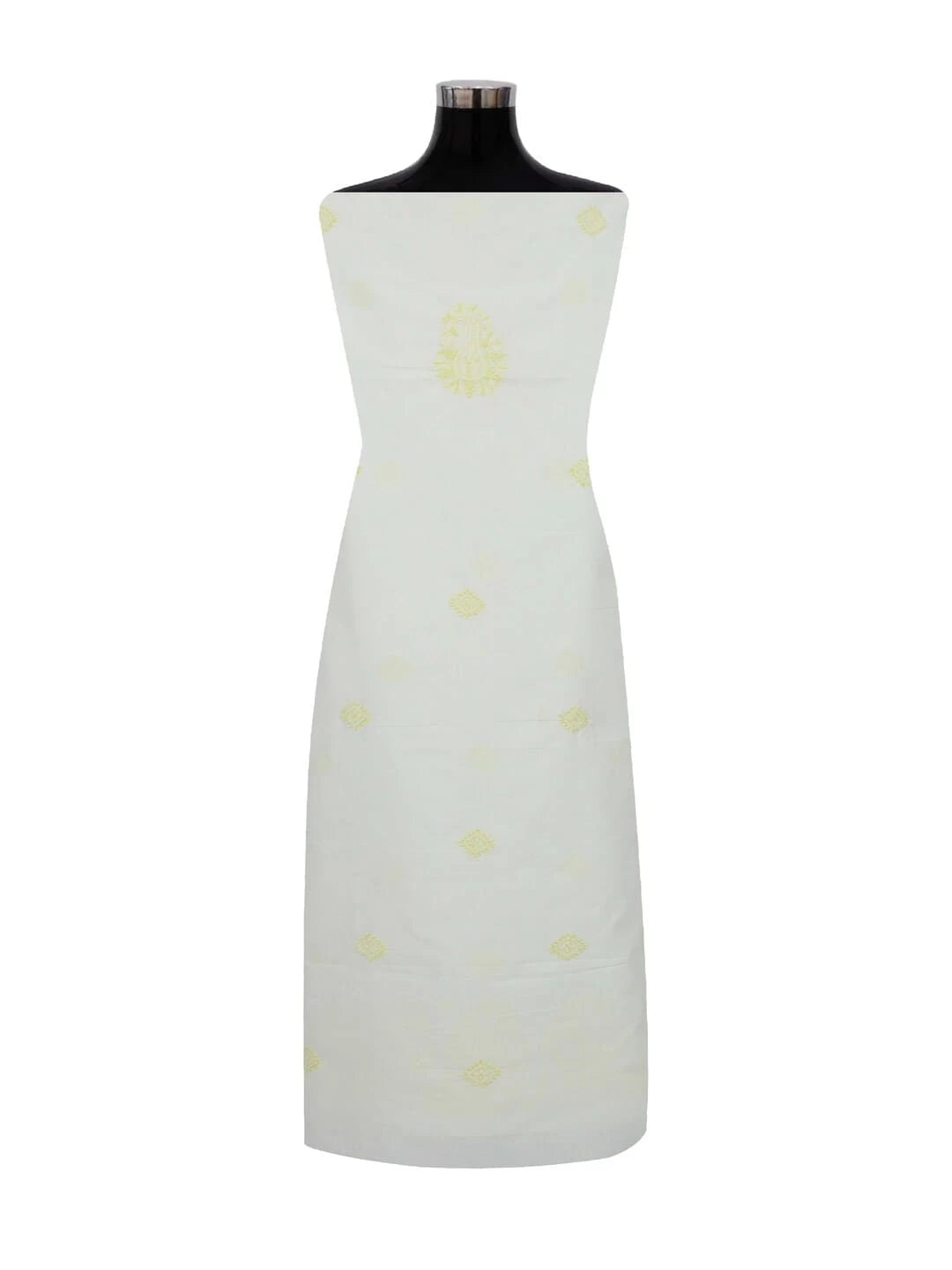 Ada Hand Embroidered Lemon Cotton Lucknowi Chikankari Unstitched Kurta Piece A220506