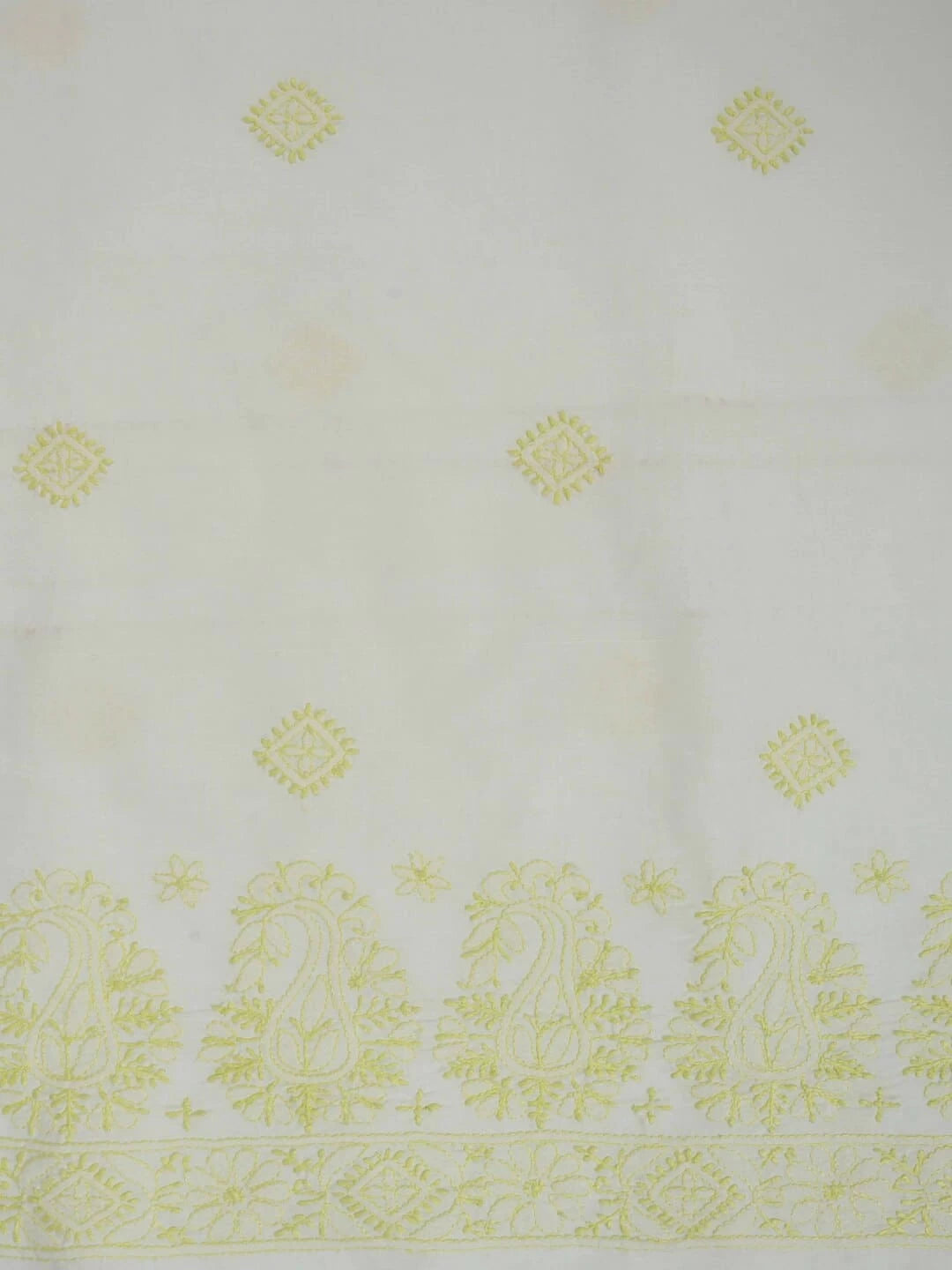 Ada Hand Embroidered Lemon Cotton Lucknowi Chikankari Unstitched Kurta Piece A220506