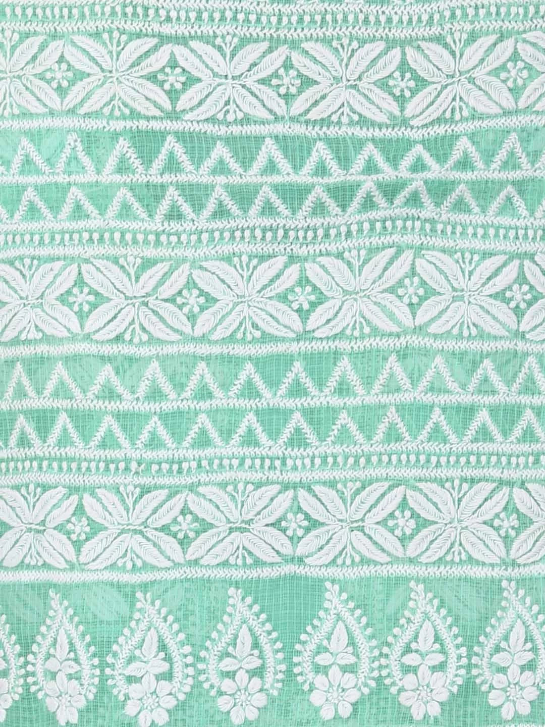 Ada Hand Embroidered Sea Green Kota Lucknowi Chikankari Unstitched Kurta Piece 01A348009
