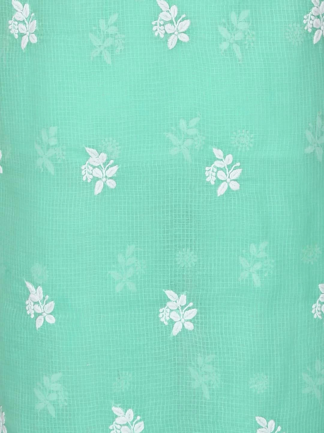 Ada Hand Embroidered Sea Green Kota Lucknowi Chikankari Unstitched Kurta Piece 01A348009