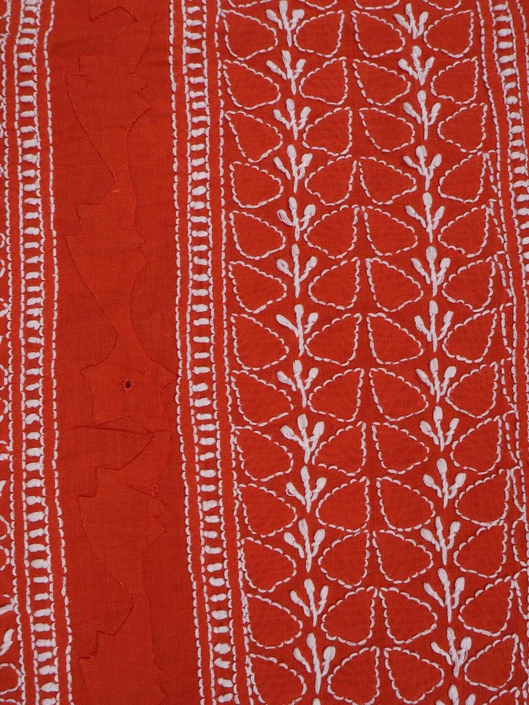 Ada Hand Embroidered Rust Cotton Lucknowi Chikankari Unstitched Kurta Piece 01A136314