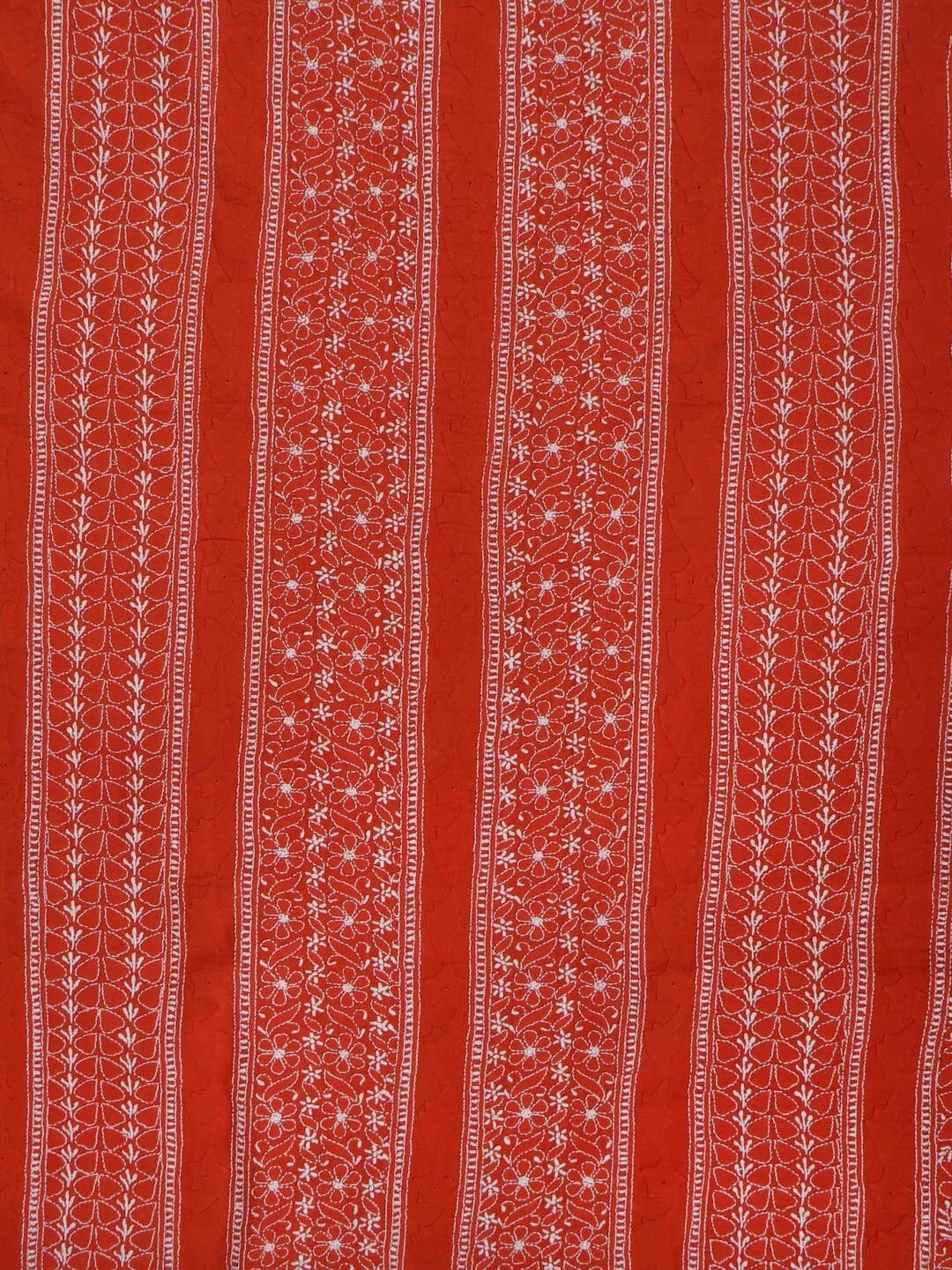 Ada Hand Embroidered Rust Cotton Lucknowi Chikankari Unstitched Kurta Piece 01A136314