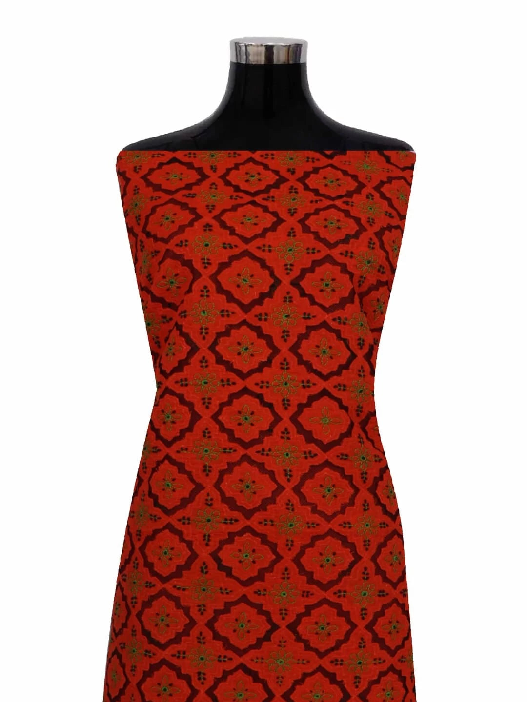 Ada Hand Embroidered Orange Cotton Lucknowi Chikankari Unstitched Kurta Piece 01A123938