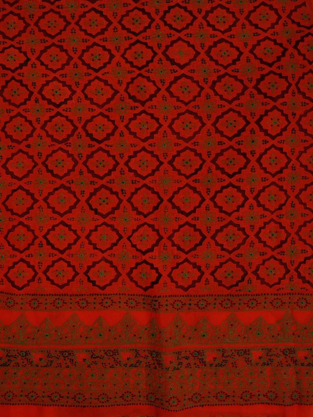 Ada Hand Embroidered Orange Cotton Lucknowi Chikankari Unstitched Kurta Piece 01A123938