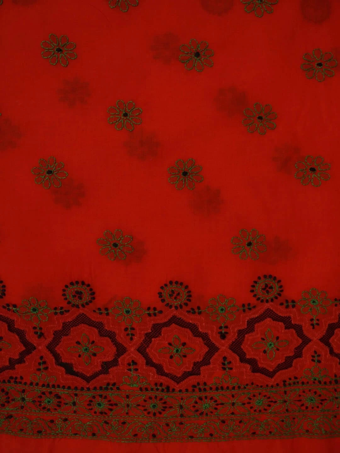 Ada Hand Embroidered Orange Cotton Lucknowi Chikankari Unstitched Kurta Piece 01A123938