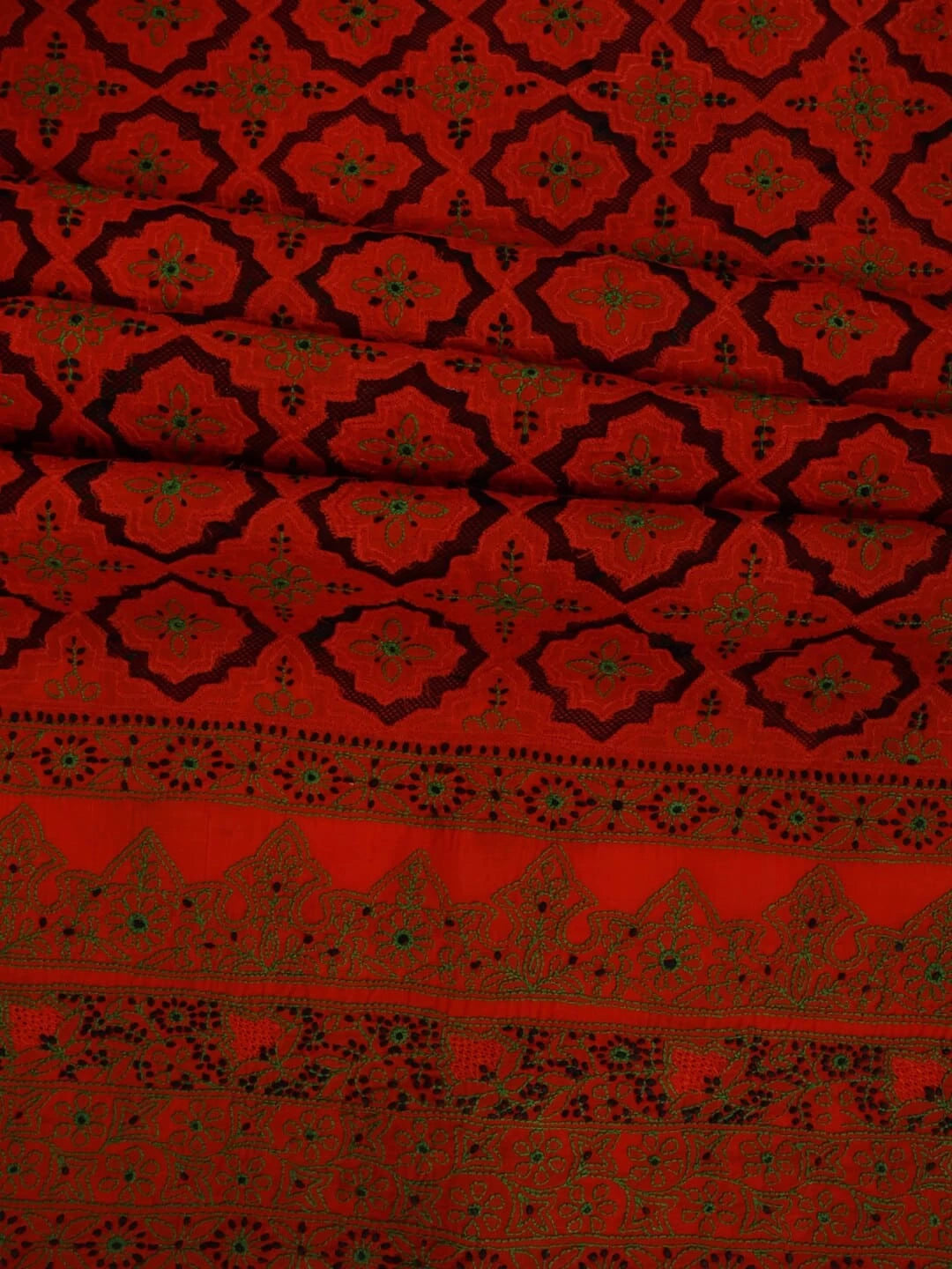 Ada Hand Embroidered Orange Cotton Lucknowi Chikankari Unstitched Kurta Piece 01A123938