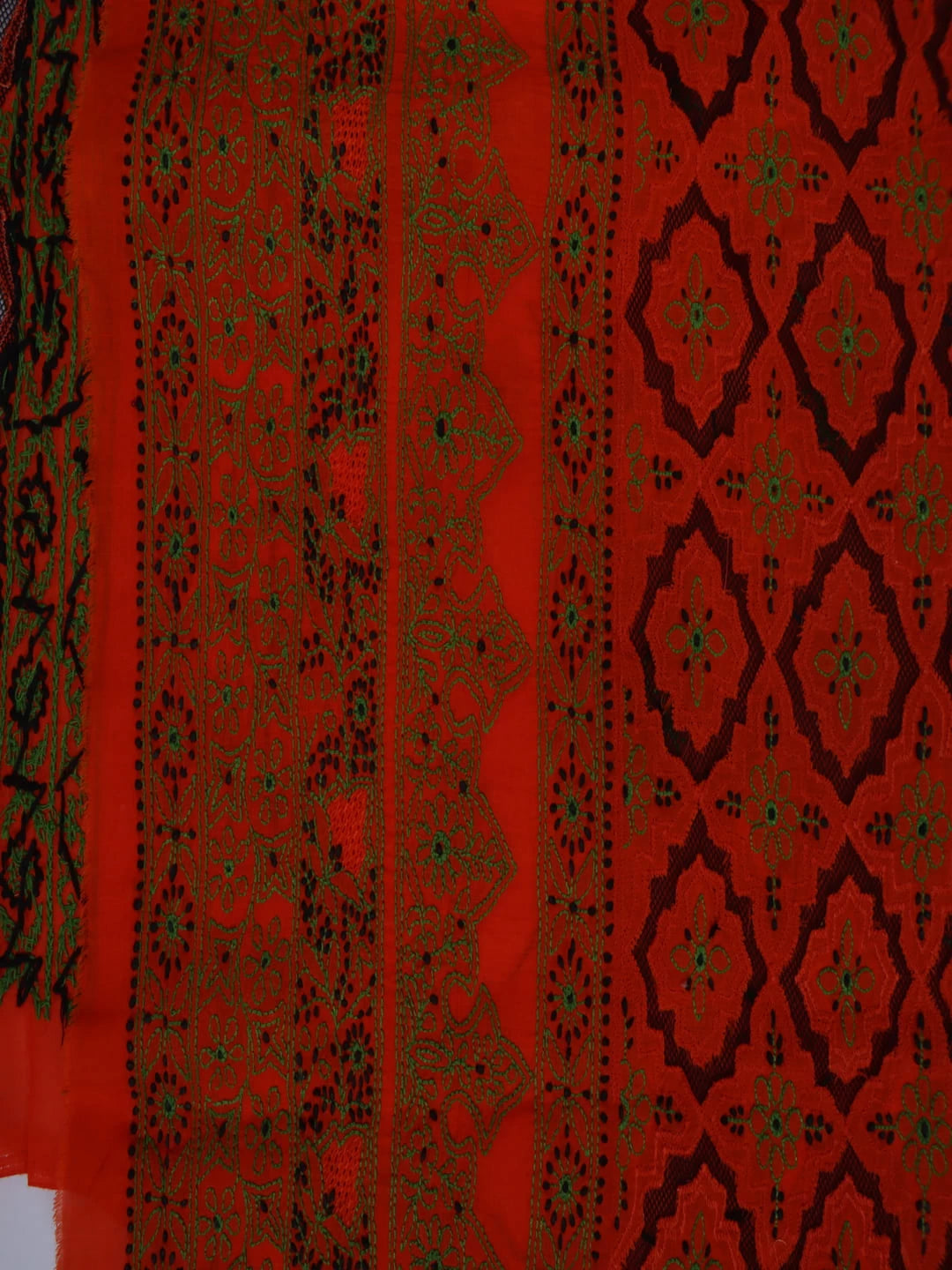Ada Hand Embroidered Orange Cotton Lucknowi Chikankari Unstitched Kurta Piece 01A123938