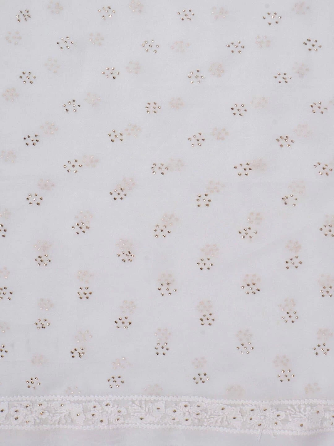 Ada Hand Embroidered White Georgette Lucknowi Chikankari Unstitched Kurta Piece With Muqaish Work A462273