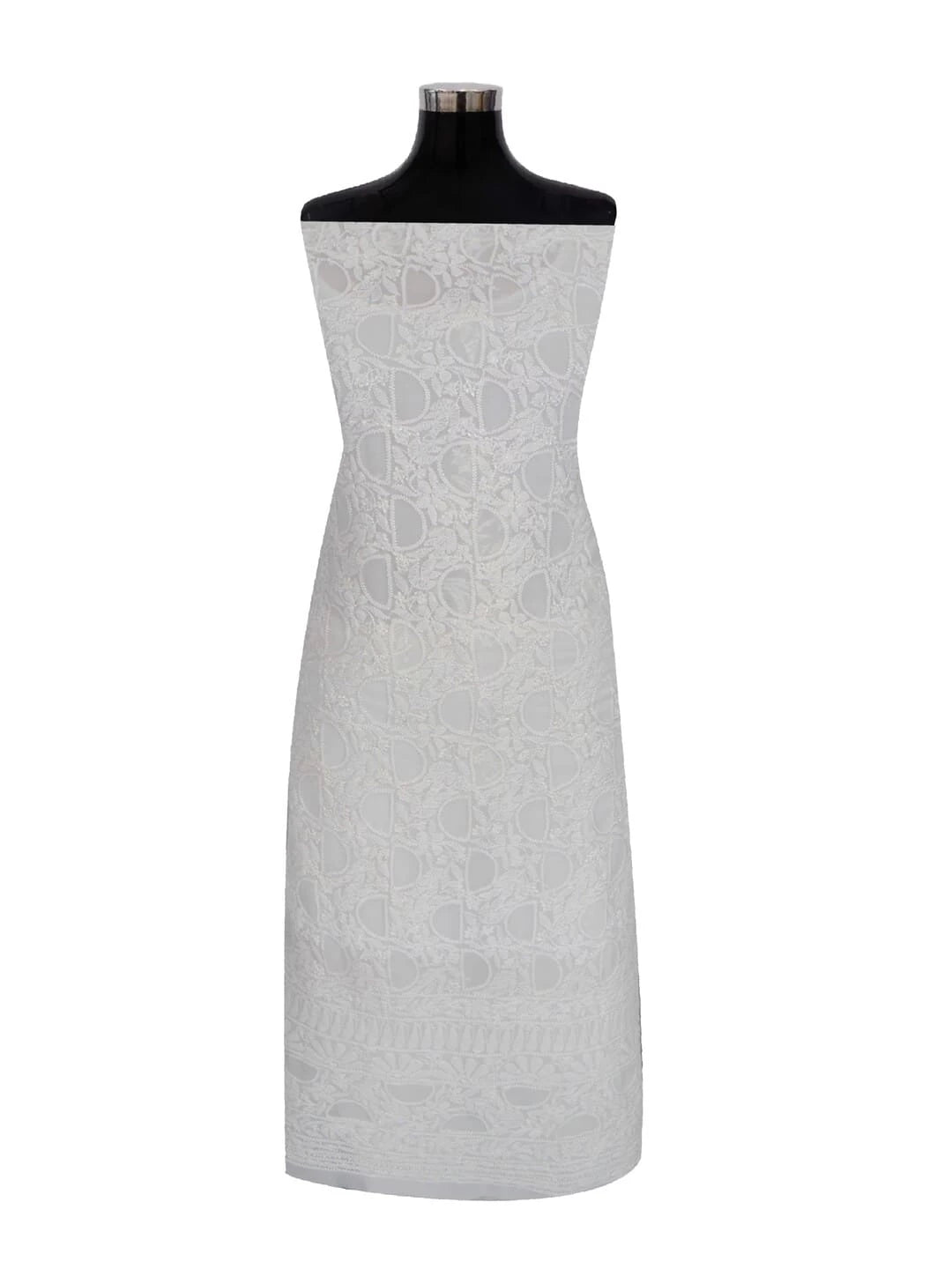 Ada Hand Embroidered White Georgette Lucknowi Chikankari Unstitched Kurta Piece A416758