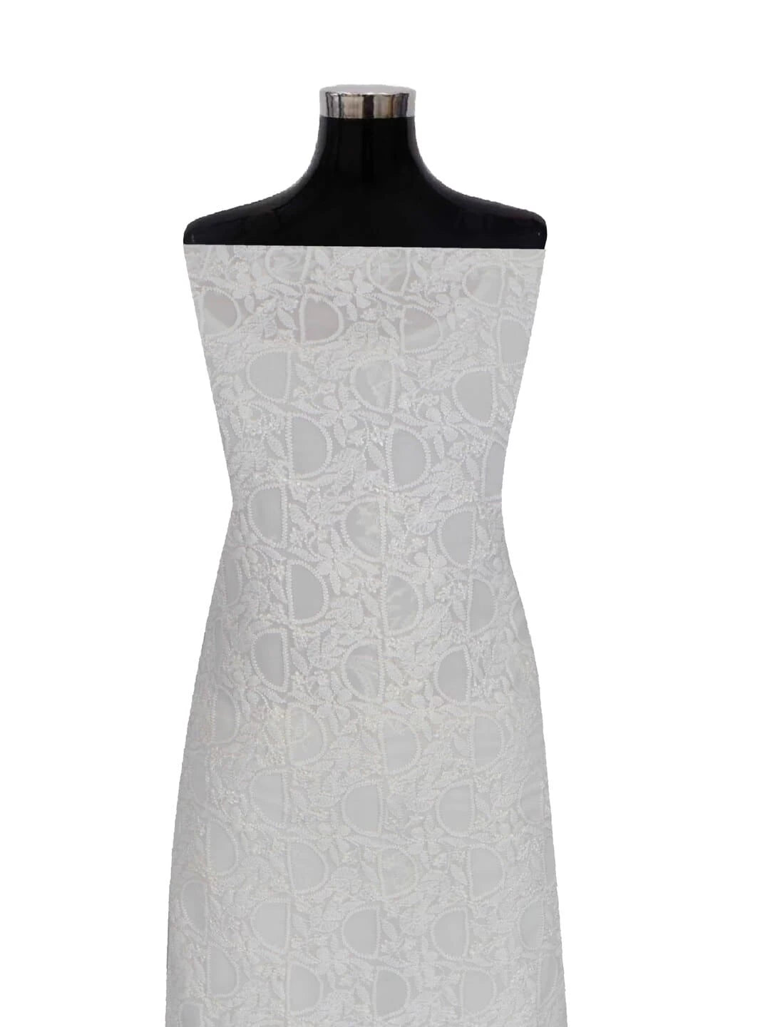 Ada Hand Embroidered White Georgette Lucknowi Chikankari Unstitched Kurta Piece A416758