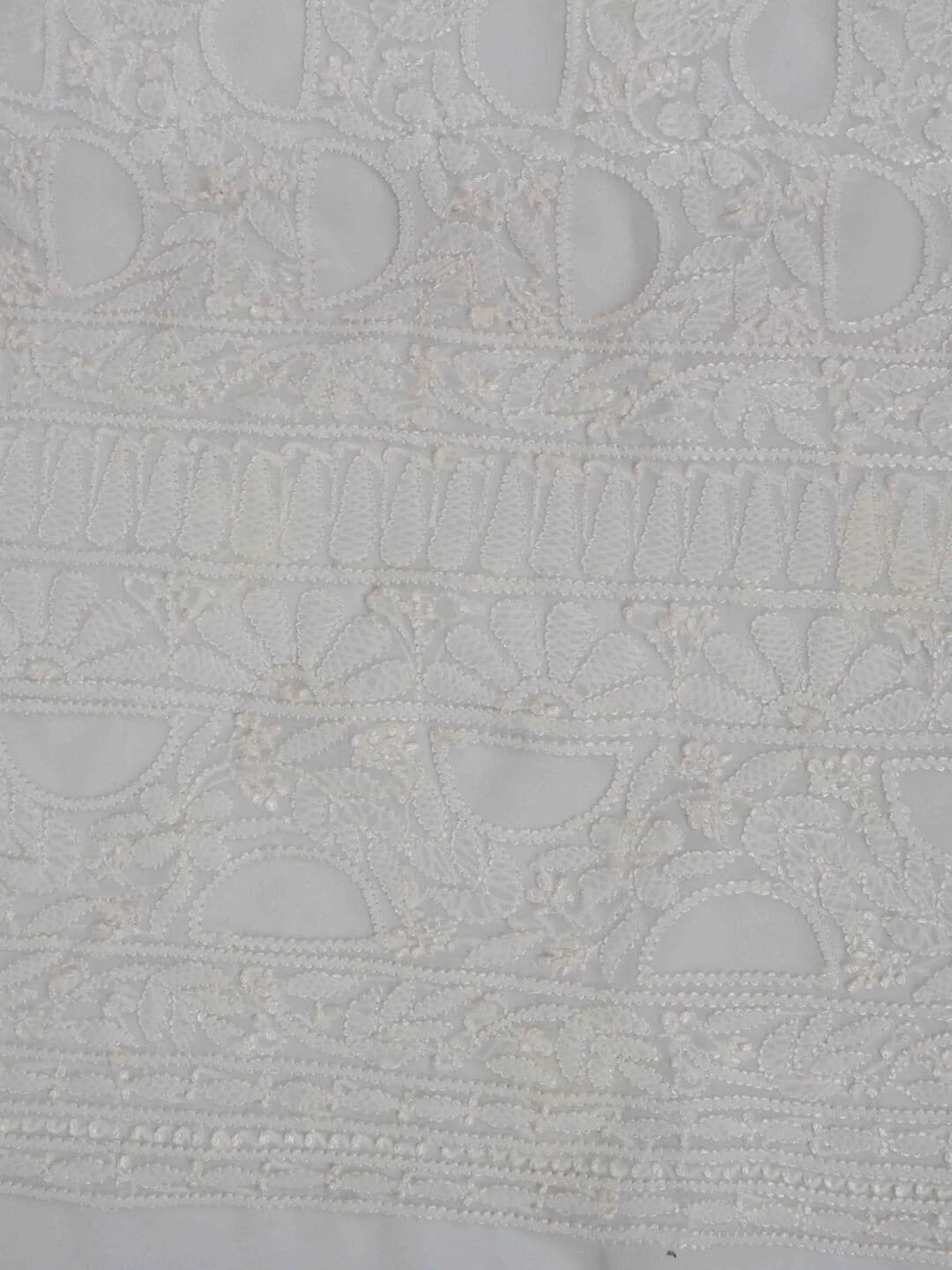 Ada Hand Embroidered White Georgette Lucknowi Chikankari Unstitched Kurta Piece A416758