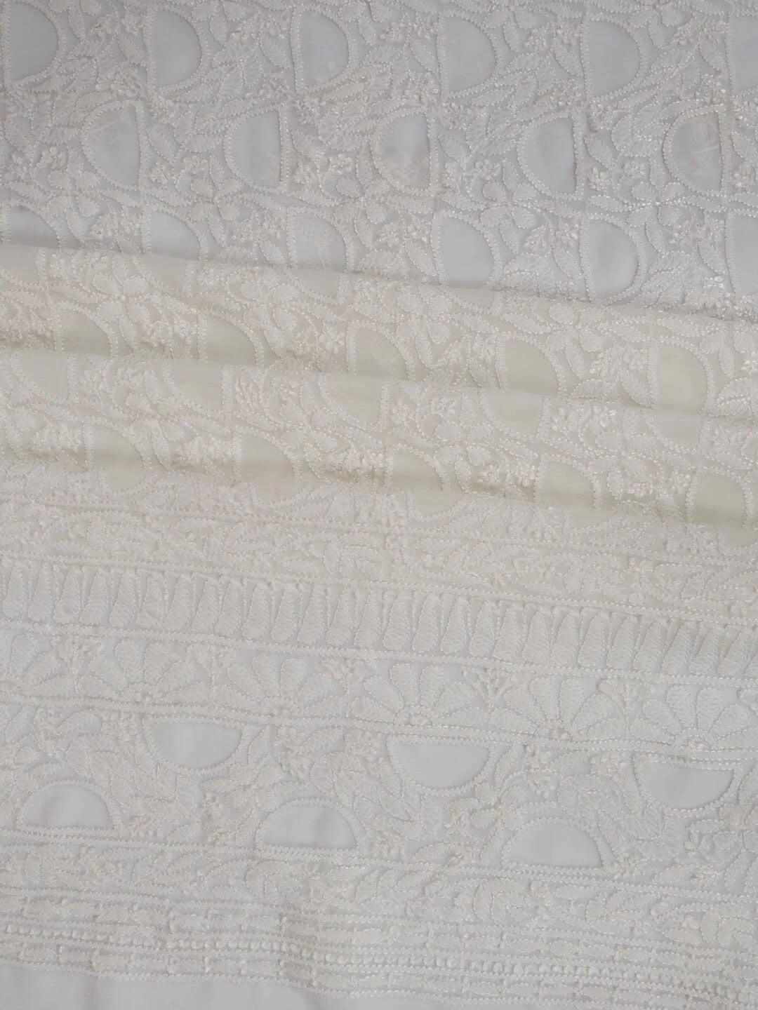 Ada Hand Embroidered White Georgette Lucknowi Chikankari Unstitched Kurta Piece A416758