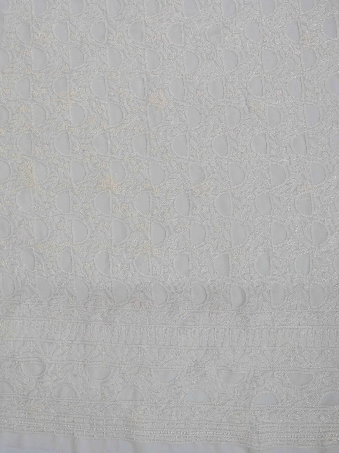 Ada Hand Embroidered White Georgette Lucknowi Chikankari Unstitched Kurta Piece A416758