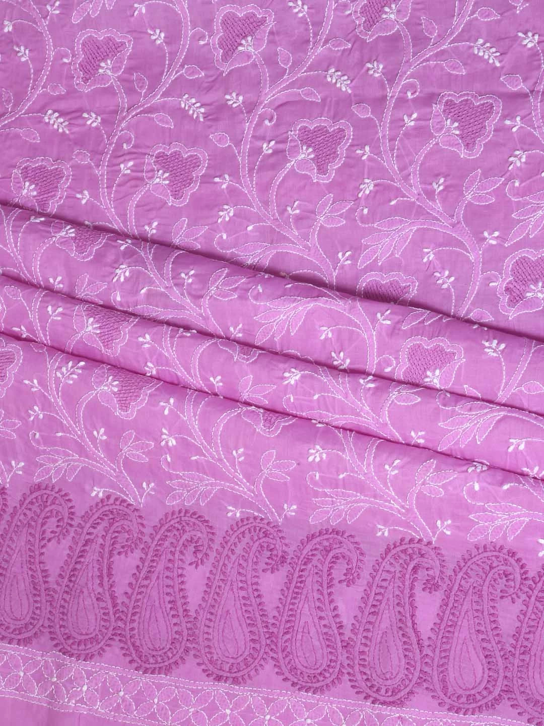 Ada Hand Embroidered Lavender Cotton Lucknowi Chikankari Unstitched Kurta Piece 01A322861