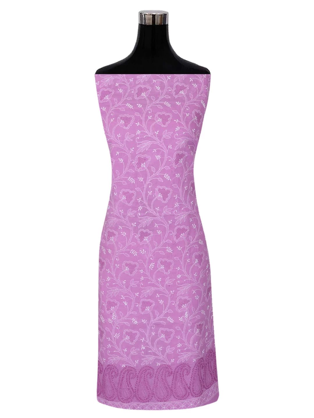 Ada Hand Embroidered Lavender Cotton Lucknowi Chikankari Unstitched Kurta Piece 01A322861