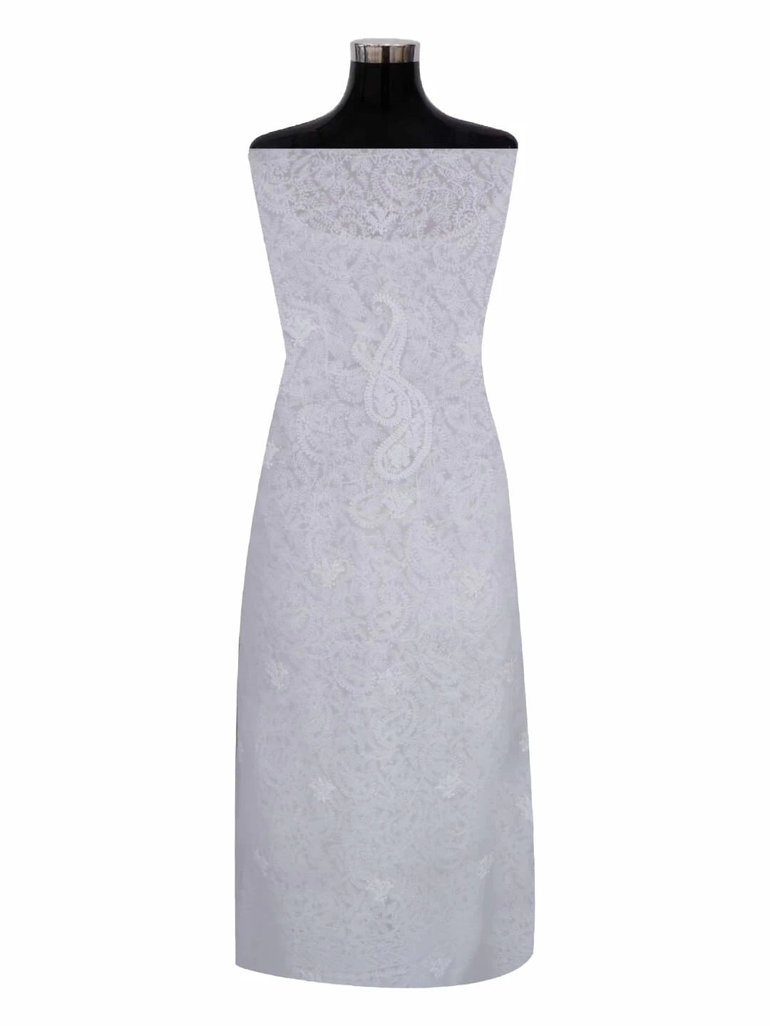Ada Hand Embroidered White Georgette Lucknowi Chikankari Unstitched Kurta Piece A618888