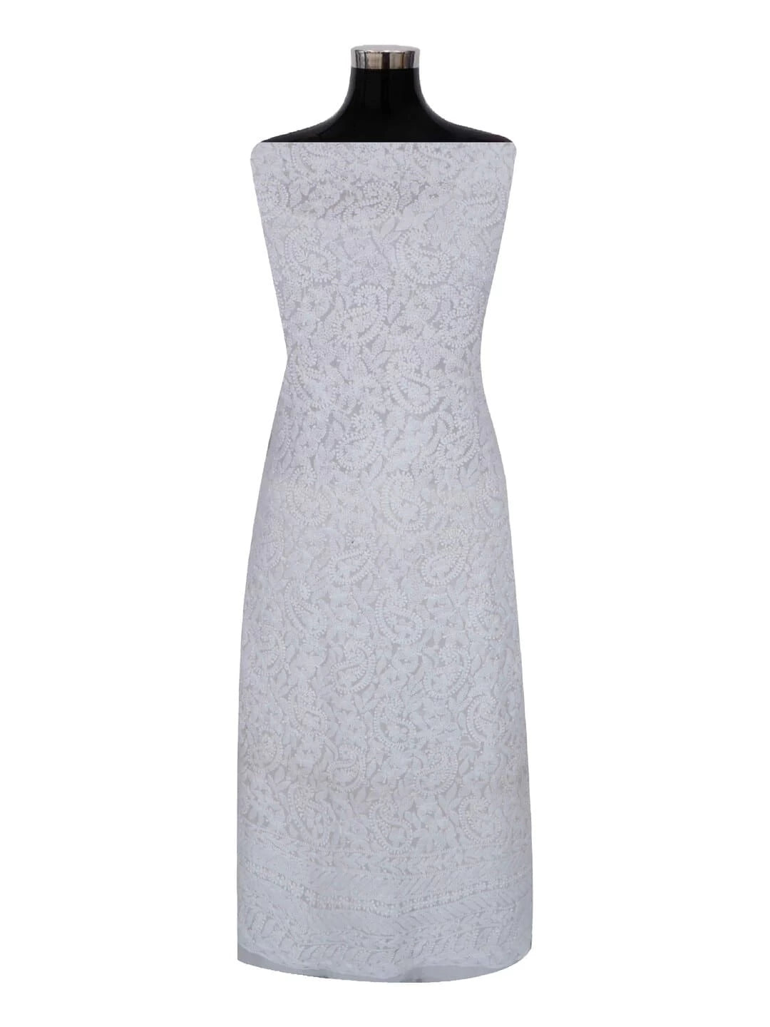 Ada Hand Embroidered White Georgette Lucknowi Chikankari Unstitched Kurta Piece A618888