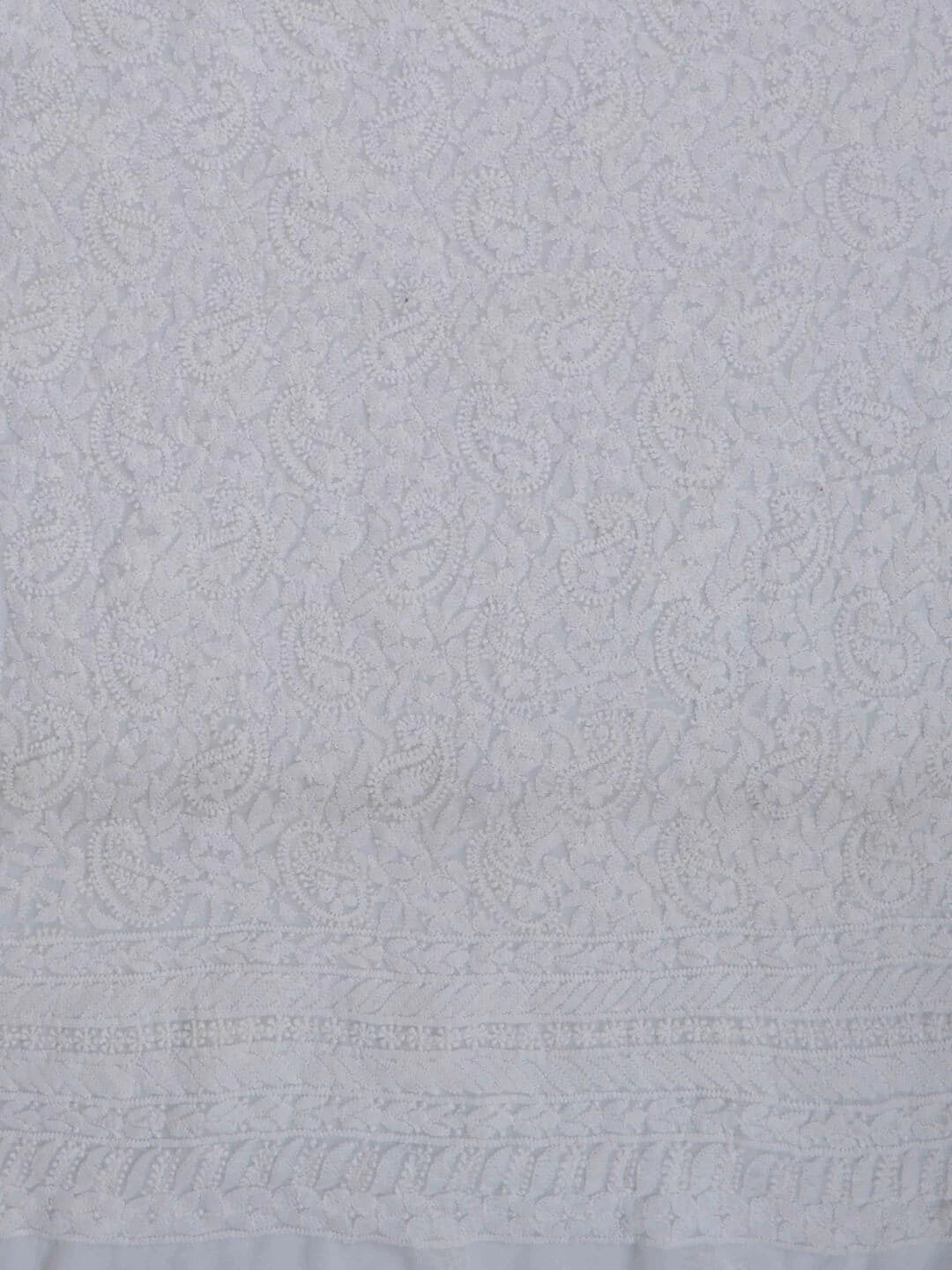 Ada Hand Embroidered White Georgette Lucknowi Chikankari Unstitched Kurta Piece A618888