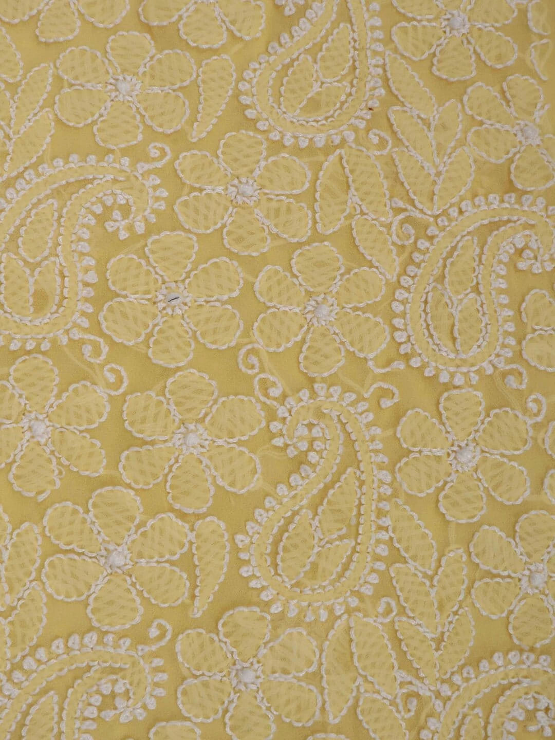 Ada Hand Embroidered Yellow Georgette Lucknowi Chikankari Unstitched Kurta Piece 01A271061