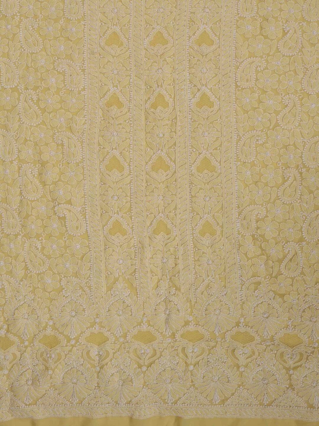 Ada Hand Embroidered Yellow Georgette Lucknowi Chikankari Unstitched Kurta Piece 01A271061