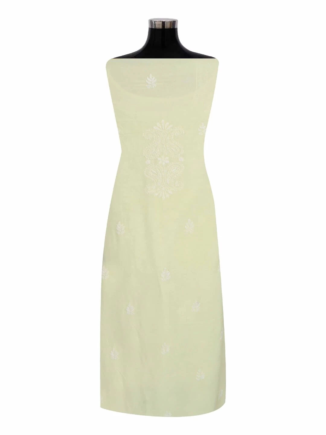 Ada Hand Embroidered Lemon Georgette Lucknowi Chikankari Unstitched Kurta Piece 01A238595