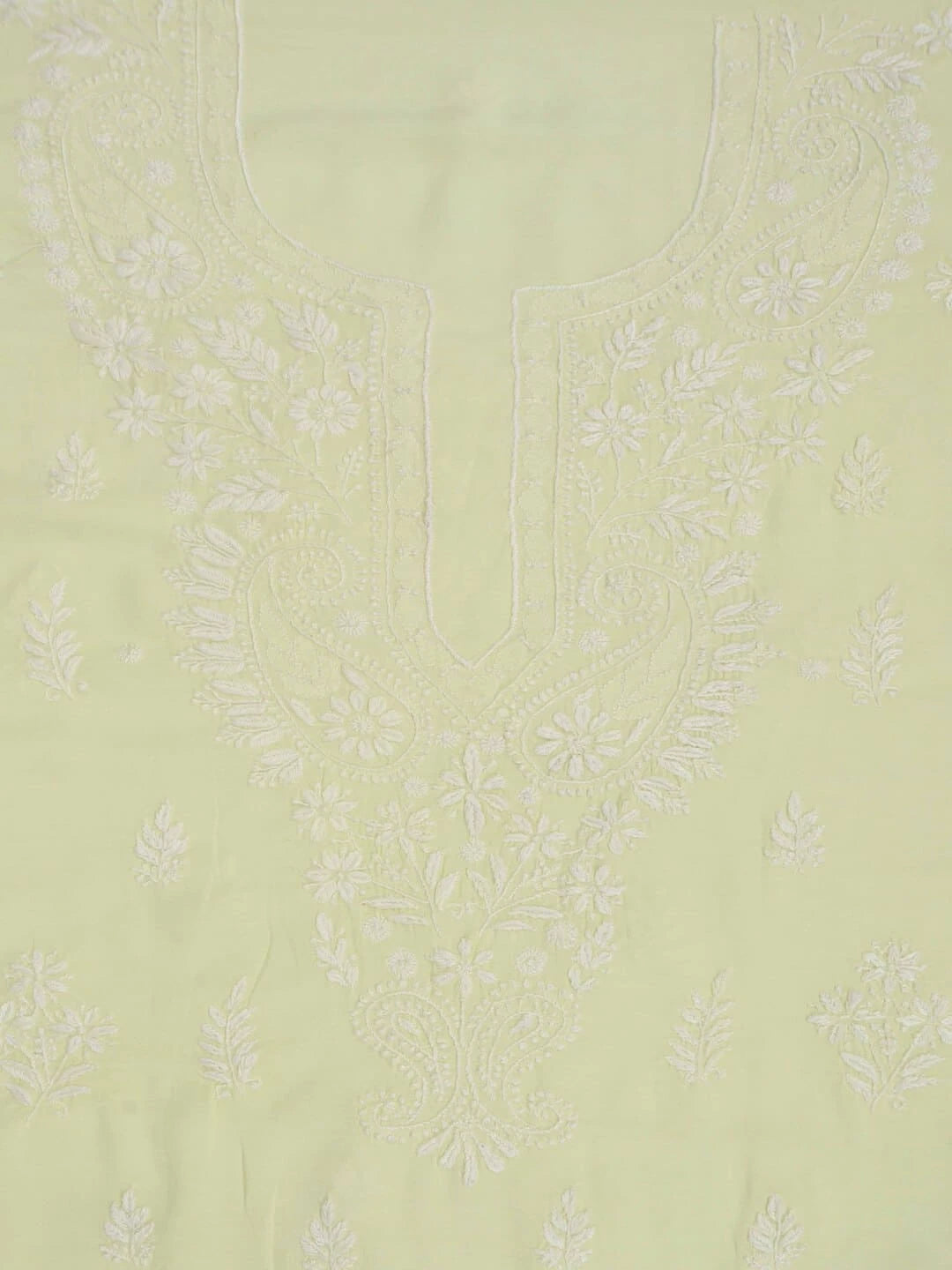 Ada Hand Embroidered Lemon Georgette Lucknowi Chikankari Unstitched Kurta Piece 01A238595