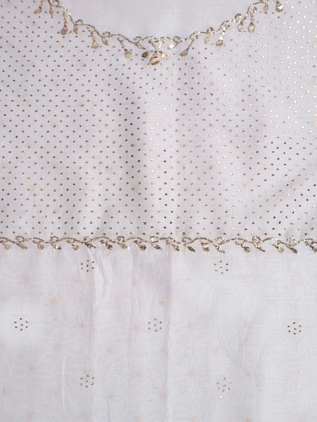 Ada Hand Embroidered Off White Chanderi Lucknowi Chikankari Unstitched Kurta Piece With Muqaish Work A555310