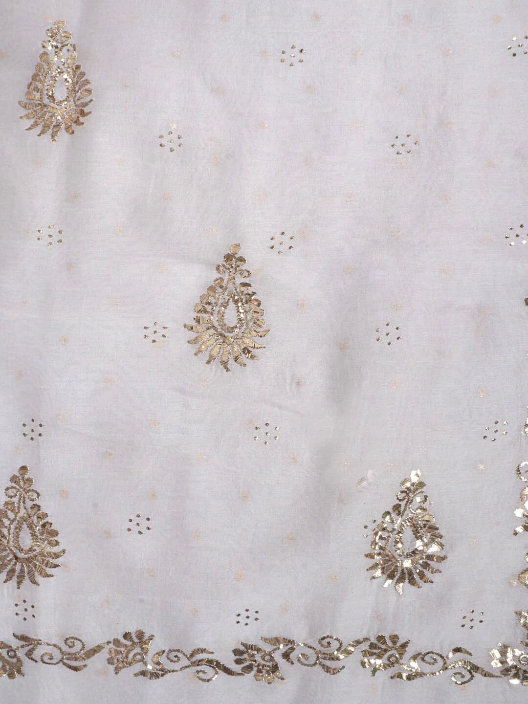 Ada Hand Embroidered Off White Chanderi Lucknowi Chikankari Unstitched Kurta Piece With Muqaish Work A555310