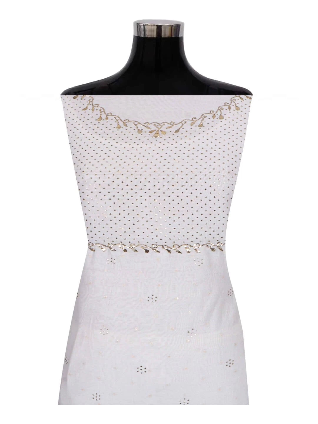 Ada Hand Embroidered Off White Chanderi Lucknowi Chikankari Unstitched Kurta Piece With Muqaish Work A555310