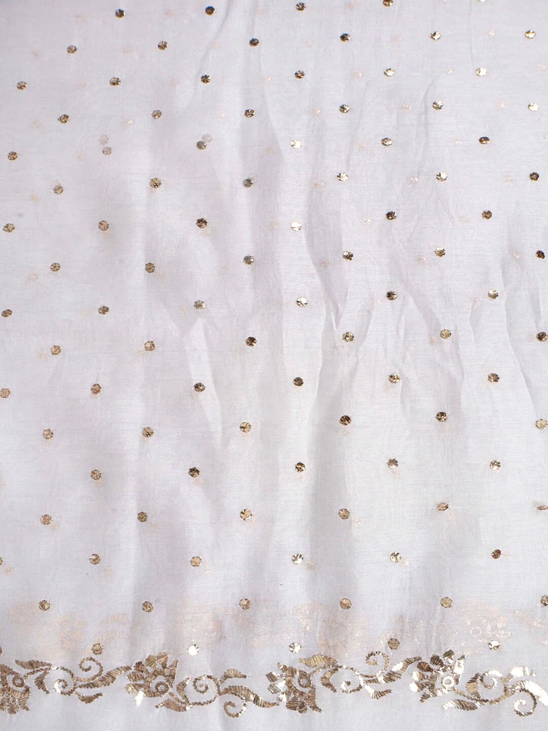 Ada Hand Embroidered Off White Chanderi Lucknowi Chikankari Unstitched Kurta Piece With Muqaish Work A555310
