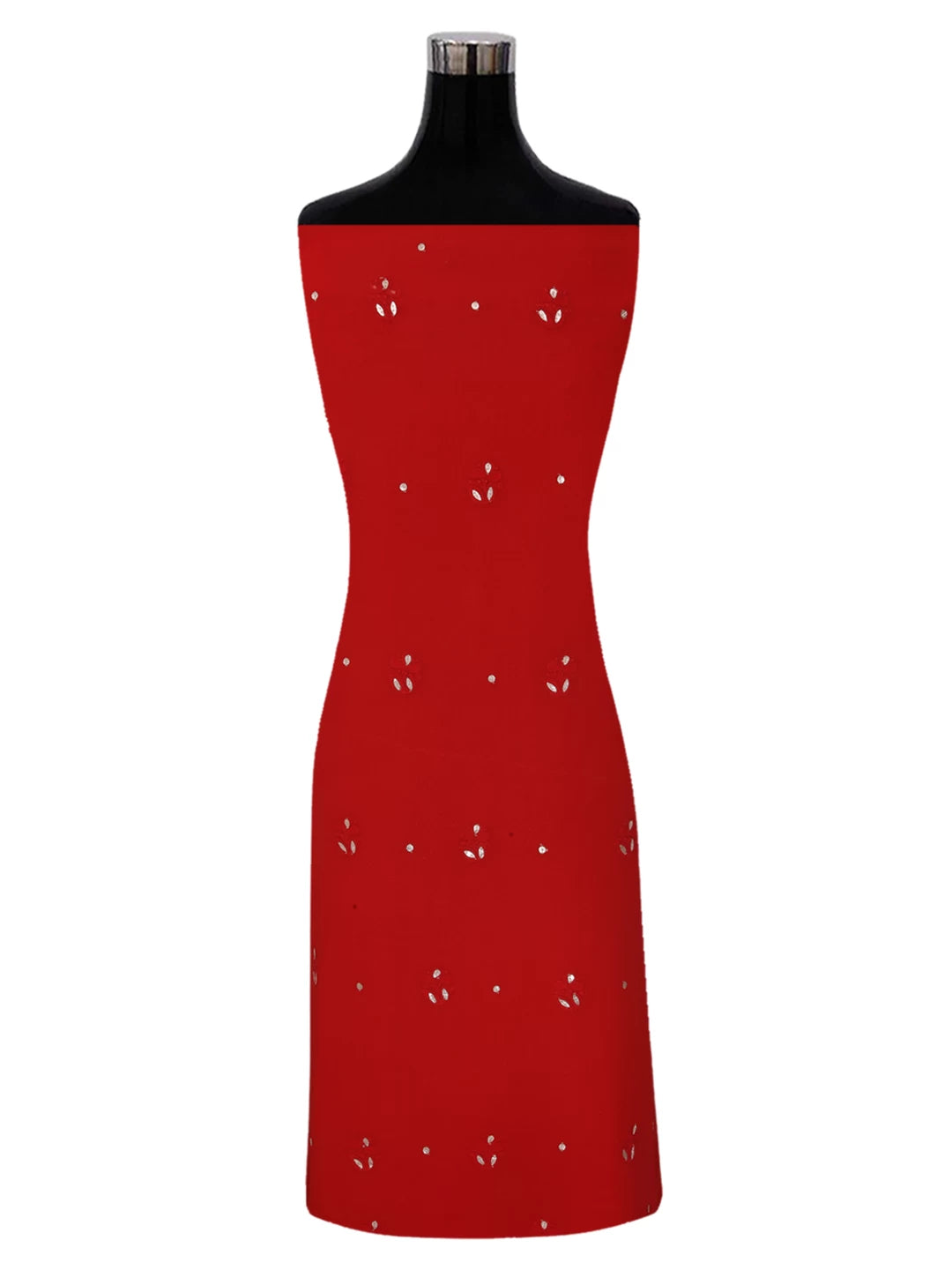 Ada Hand Embroider Blood Red Georgette Lucknowi Chikankari Unstitched Kurta Piece With Gota Patti Work 01A234002