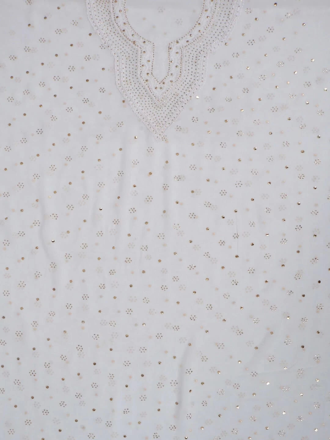 Ada Hand Embroidered White Georgette Lucknowi Chikankari Unstitched Kurta Piece With Muqaish Work A359575