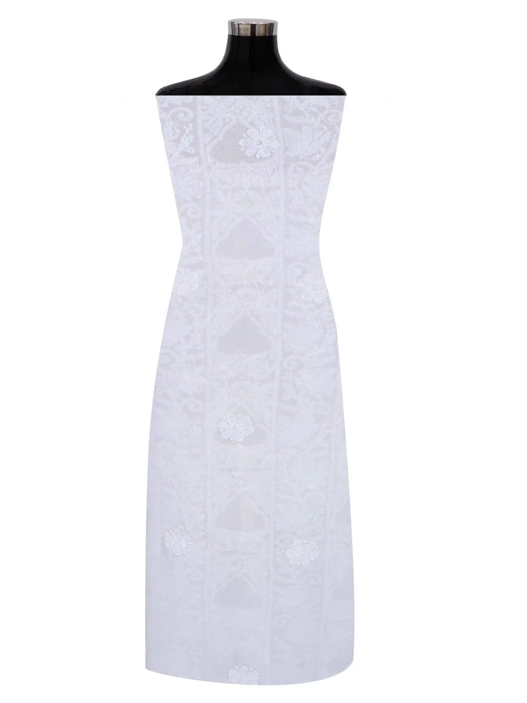 Ada Hand Embroidered White Georgette Lucknowi Chikankari Unstitched Kurta Piece A555303