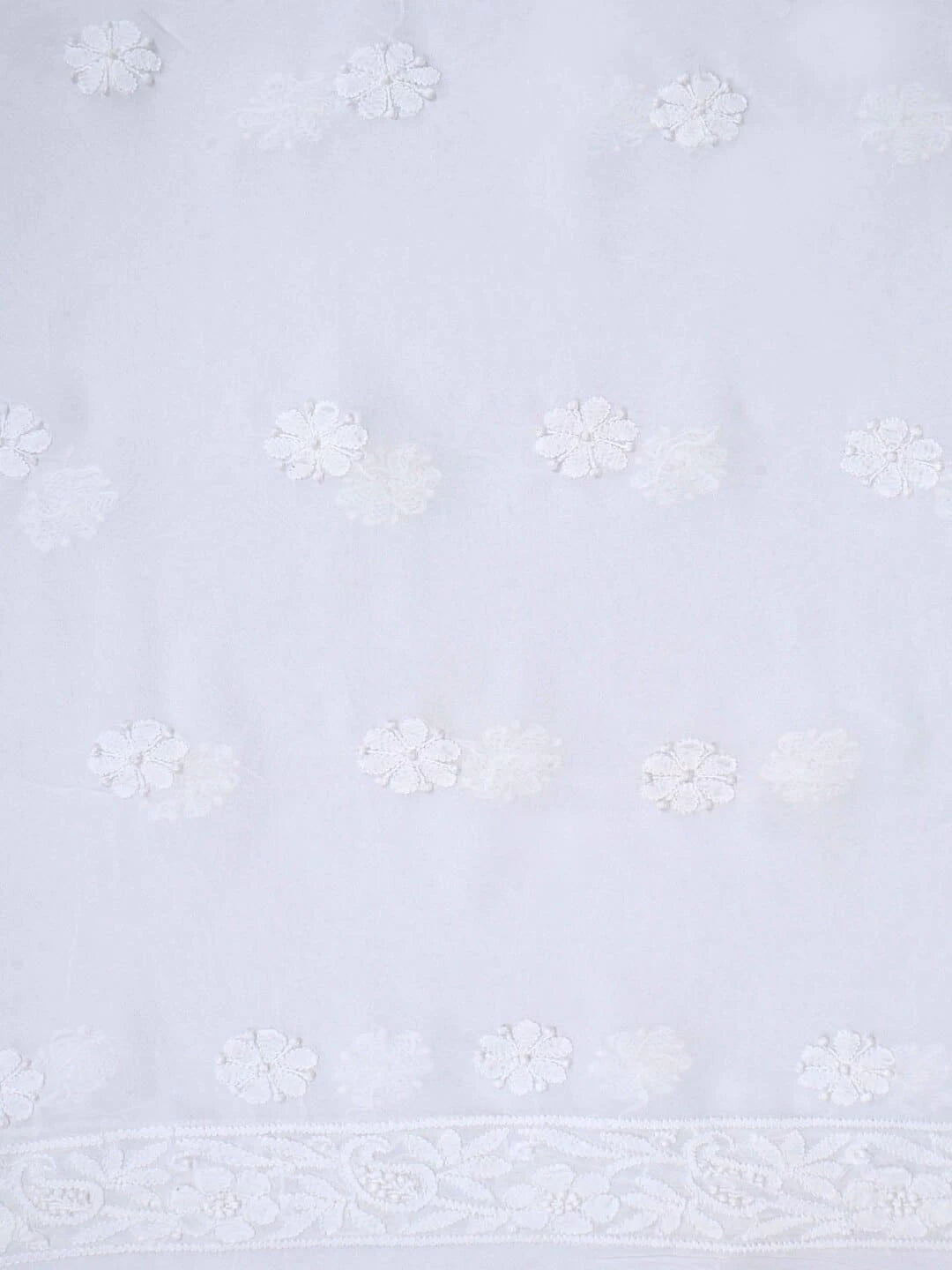 Ada Hand Embroidered White Georgette Lucknowi Chikankari Unstitched Kurta Piece A555303