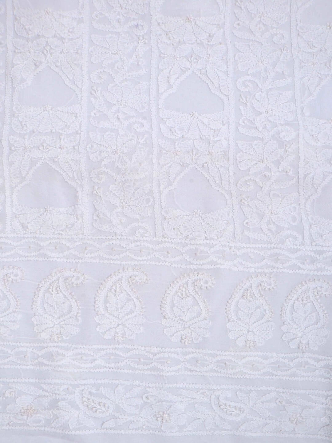 Ada Hand Embroidered White Georgette Lucknowi Chikankari Unstitched Kurta Piece A555303