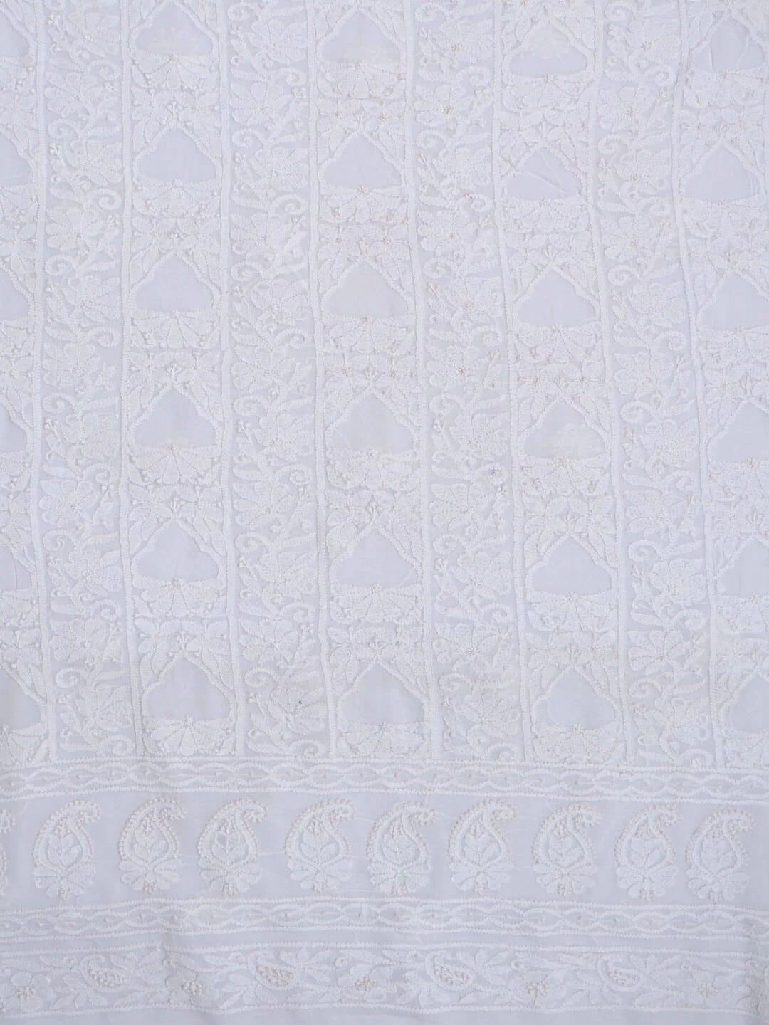 Ada Hand Embroidered White Georgette Lucknowi Chikankari Unstitched Kurta Piece A555303