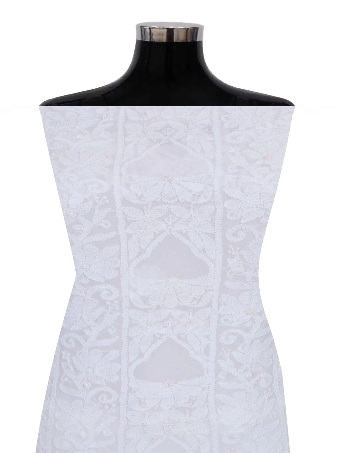 Ada Hand Embroidered White Georgette Lucknowi Chikankari Unstitched Kurta Piece A555303