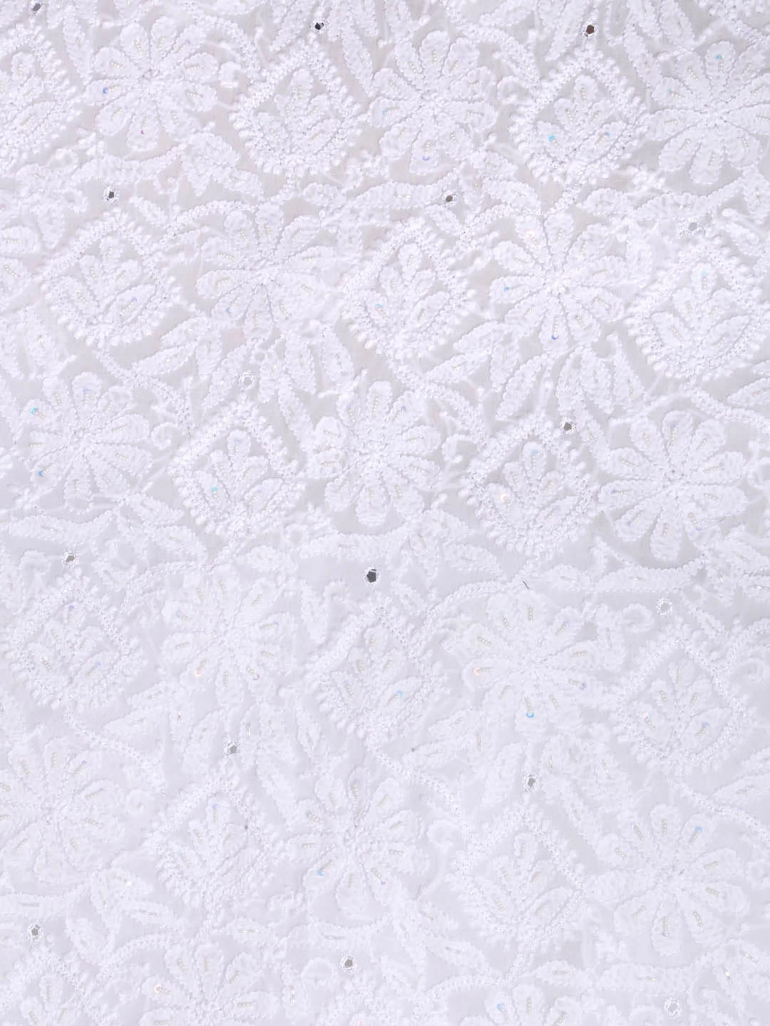 Ada Hand Embroidered White Georgette Lucknowi Chikankari Unstitched Kurta Dupatta Set With Pearl Work 01A357963
