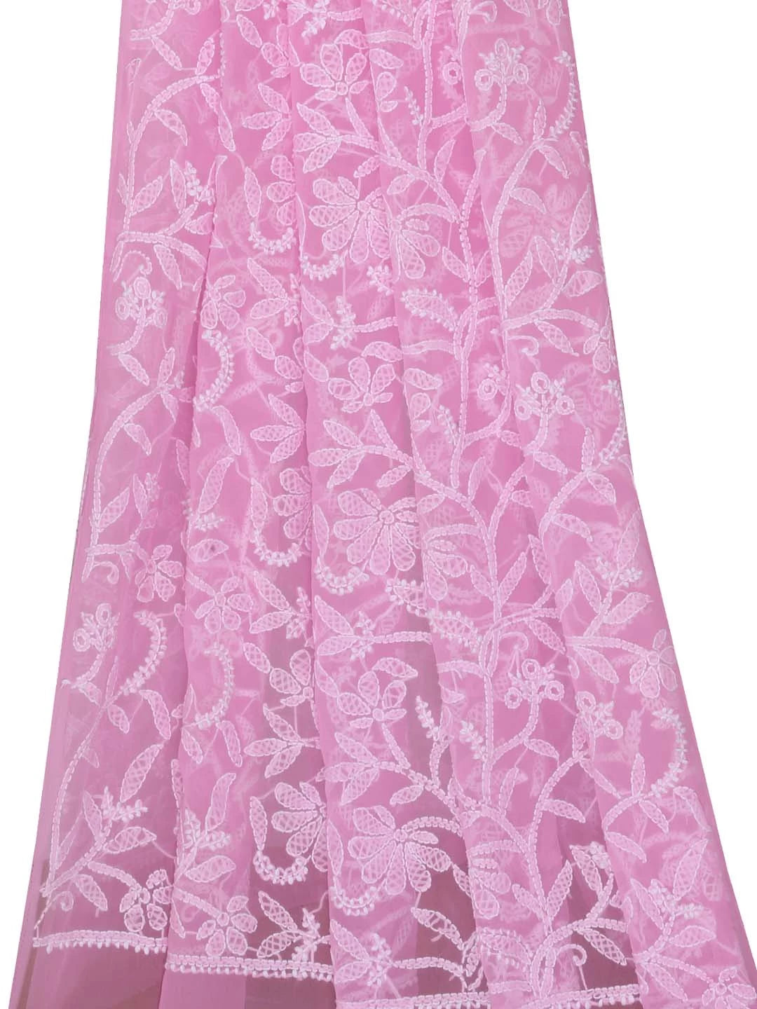 Ada Hand Embroidered Pink Georgette Lucknowi Chikankari Dupatta 01A218304