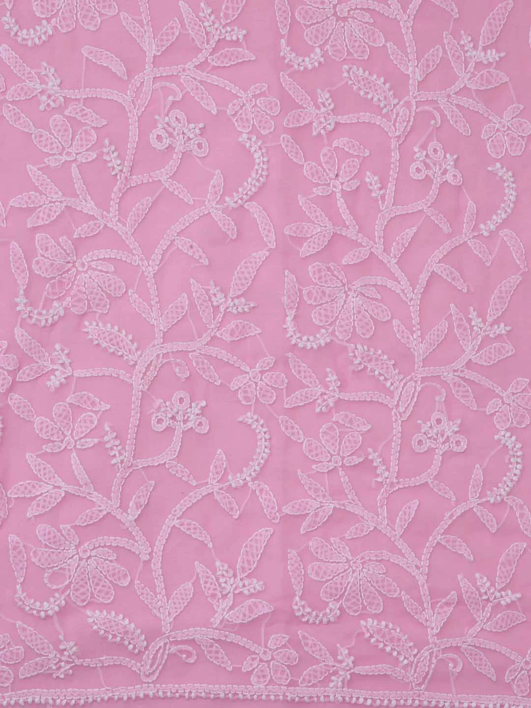 Ada Hand Embroidered Pink Georgette Lucknowi Chikankari Dupatta 01A218304